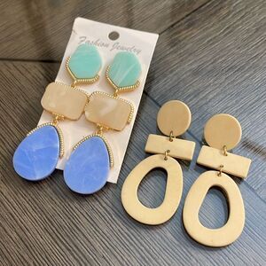 Acrylic Pastel Marbled Geometric Dangle Earrings